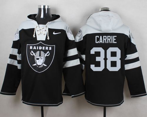 Nike Raiders #38 T.J. Carrie Black Player Pullover NFL Hoodie - Click Image to Close